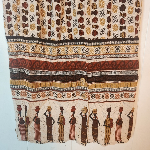 Vintage Made In USA Midi Length Pull-on Skirt Size Medium Tribal Africa Boho - Picture 9 of 16